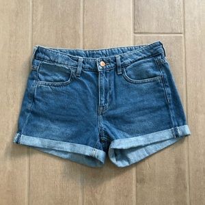 Mid Rise Denim Shorts